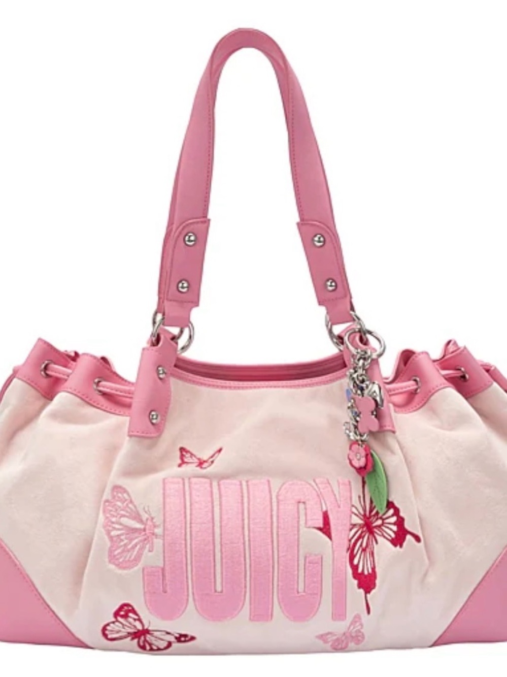 Juicy Couture Royal Blue Bling Velour Butterfly Y2K Bag Embroidered JUICY Charms